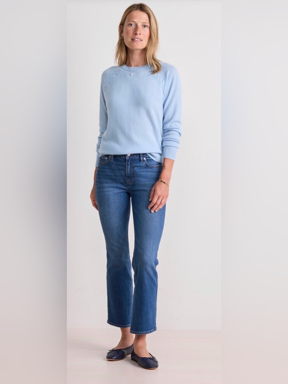 Vineyard Vines Audrey Jeans Sz 29 Coastal Blue Cropped Kick Flare Stretch Denim - Picture 2 of 9